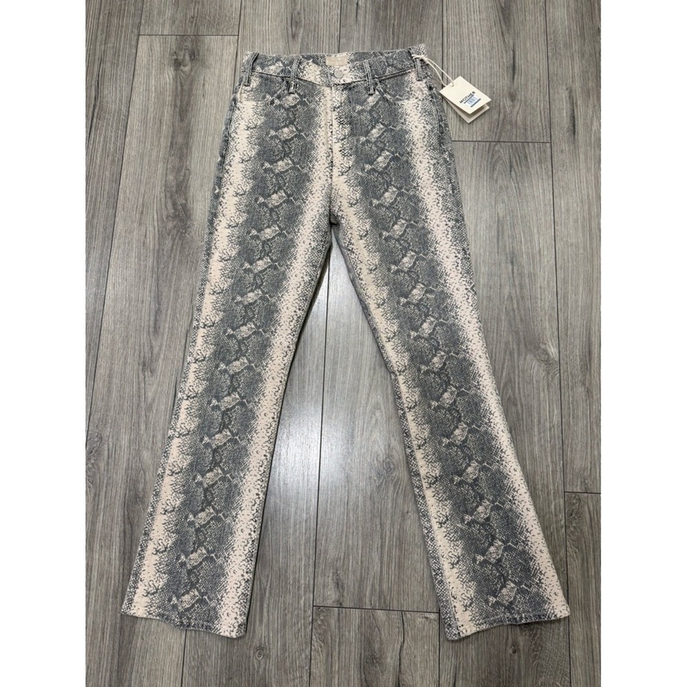 NWT MOTHER The Hustler Flood Wide‎ Leg Jeans Boa Babe Snake Print Size 27
